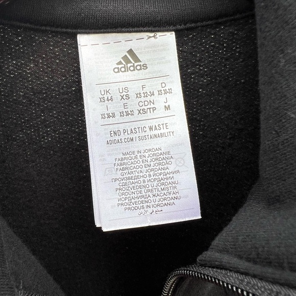 Adidas Women's Linear Fleece 1/4 Zip Pullover Crop Sweatshirt Black  Size XS - Picture 3 of 5